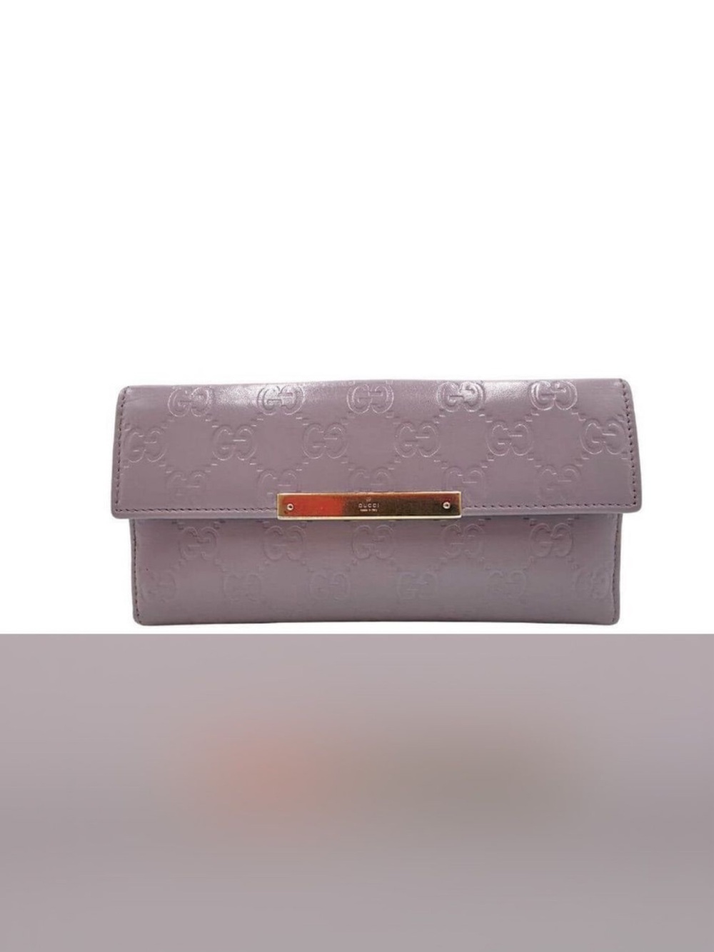 Gucci Lavender Patent Leather Continental Clutch Wallet with Gold Bar